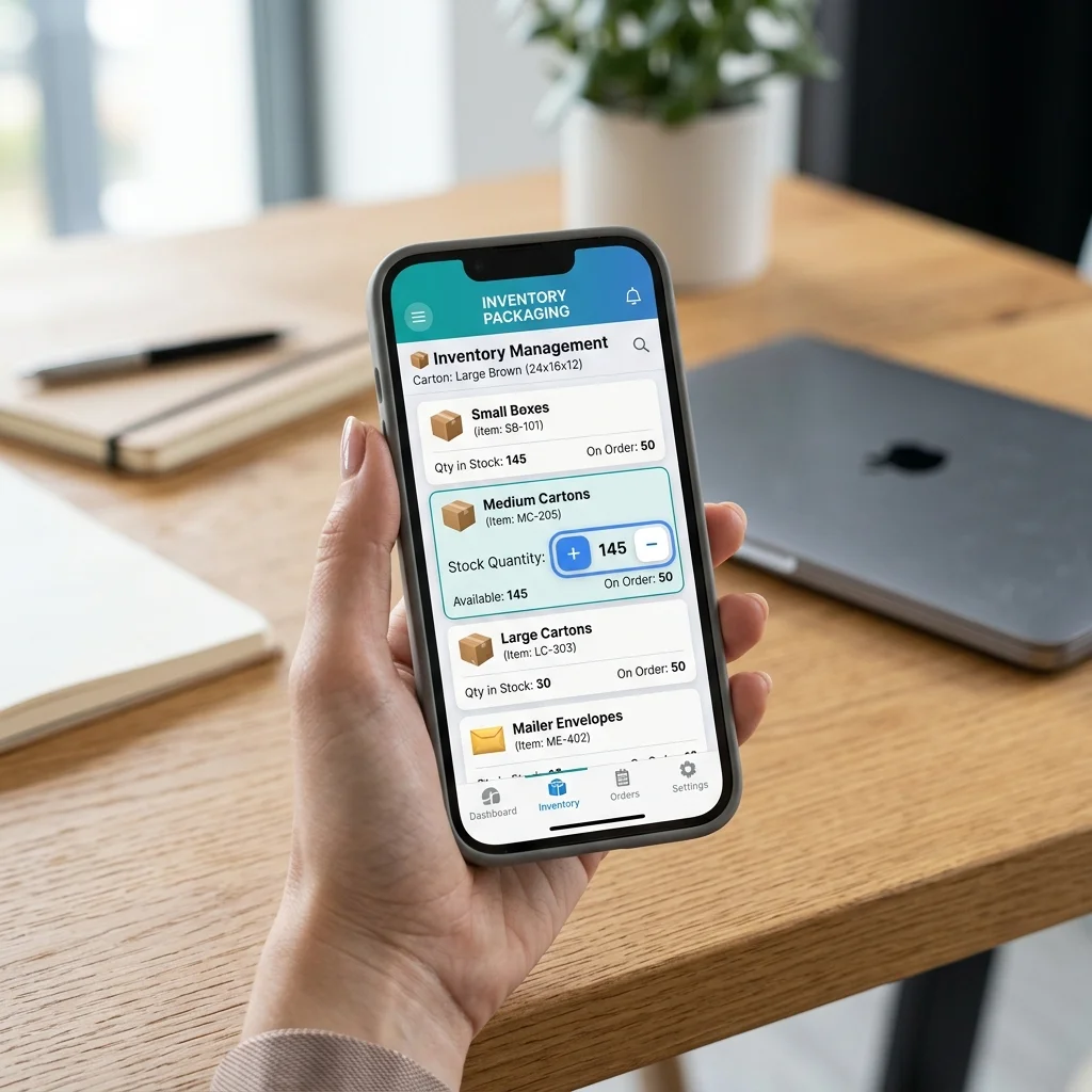 InstaStock Items List and Stepper mockup
